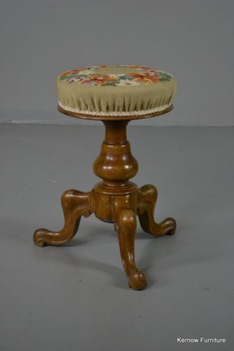 Antique Victorian Adjustable Music Stool - Kernow Furniture