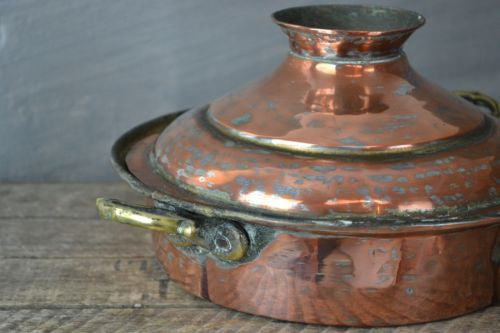 Decorative Antique Copper Pot & Lid - Kernow Furniture