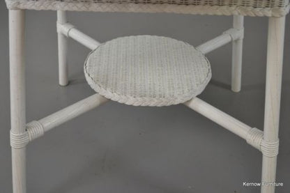 Vintage White Lloyd Loom Round Table Conservatory - Kernow Furniture