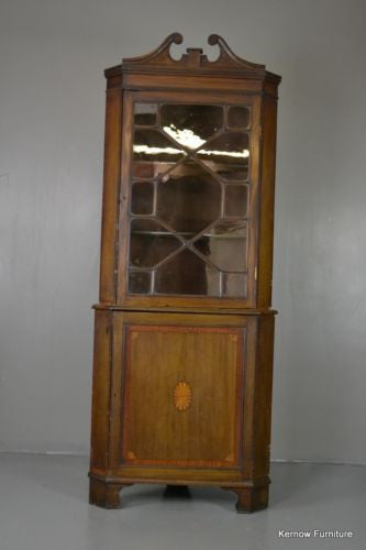 Edwardian Astragal Glazed Corner Cabinet - Kernow Furniture