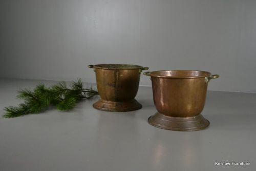 Pair Antique Copper Coal & Log Bins - Kernow Furniture