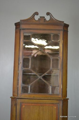 Edwardian Astragal Glazed Corner Cabinet - Kernow Furniture