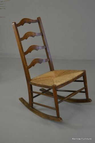 Rustic Country Ladderback Rush Rocking Chair - Kernow Furniture