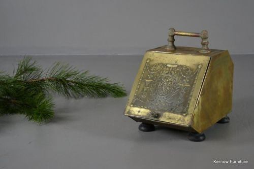 Antique Victorian Brass Coal Scuttle - Kernow Furniture