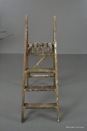 Vintage Wooden Folding Ladder - Kernow Furniture