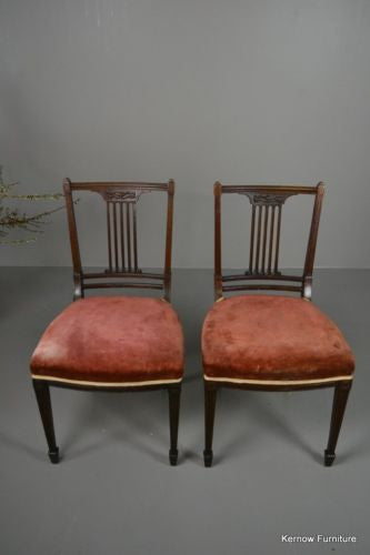 Pair Antique Sheraton Style Dining Chairs - Kernow Furniture