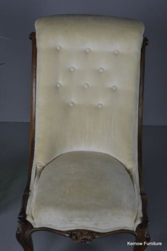 Antique Victorian Walnut Button Back Chair Armchair - Kernow Furniture