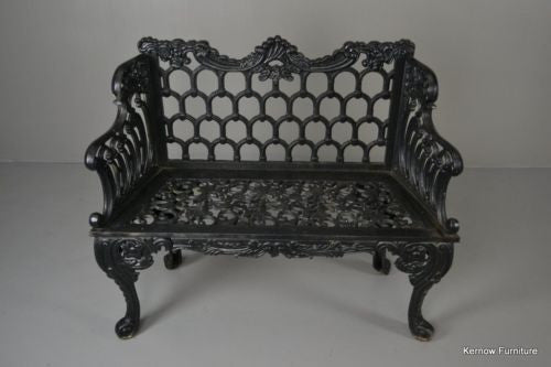 Pair White House Rose Garden Kramer Bros Style Cast Iron Benches - Kernow Furniture