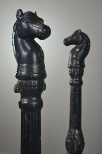 Pair Antique Cast Iron Horse Hitching Posts - Kernow Furniture