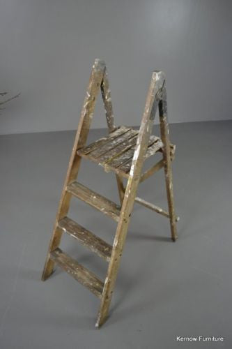 Vintage Wooden Folding Ladder - Kernow Furniture