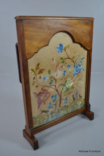 Mahogany Crewel Work Fire Screen - Kernow Furniture