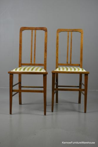 Pair Vintage Light Mahogany Bedroom Chairs - Kernow Furniture