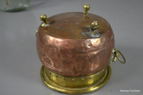 Antique Copper & Brass Coal Bucket Lion Mask Handles - Kernow Furniture