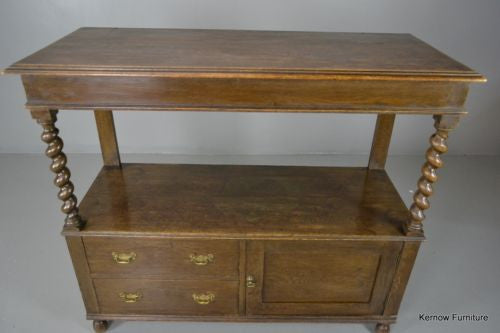 Antique Edwardian Oak Two Tier Buffet Server Sideboard - Kernow Furniture