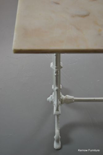 Cast Iron & White Marble Table - Kernow Furniture