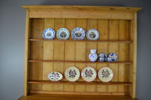 Large Antique Stripped Pine Kitchen Dresser - Kernow Furniture