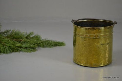 Vintage Riveted Brass Coal Bucket - Kernow Furniture