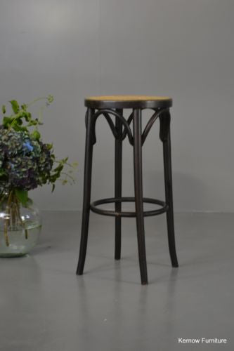 Ebonised Beech & Cane Bentwood Stool - Kernow Furniture