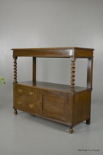 Antique Edwardian Oak Two Tier Buffet Server Sideboard - Kernow Furniture