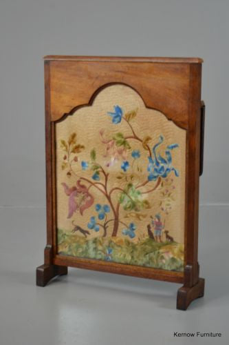 Mahogany Crewel Work Fire Screen - Kernow Furniture