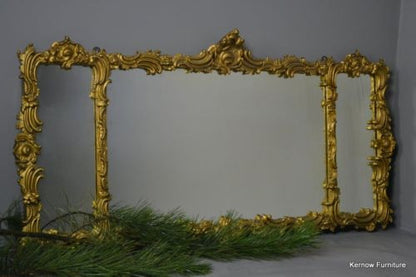 Large Ornate Rococo Style Overmantle Mirror - Kernow Furniture