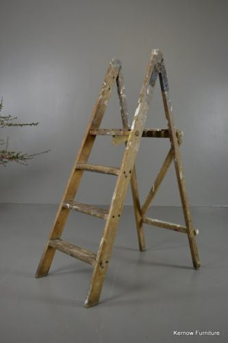 Vintage Wooden Folding Ladder - Kernow Furniture