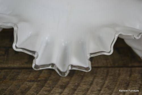 Vintage French Ruffled Opaline Milk Glass Ceiling Shade - Kernow Furniture