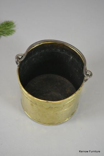 Vintage Riveted Brass Coal Bucket - Kernow Furniture