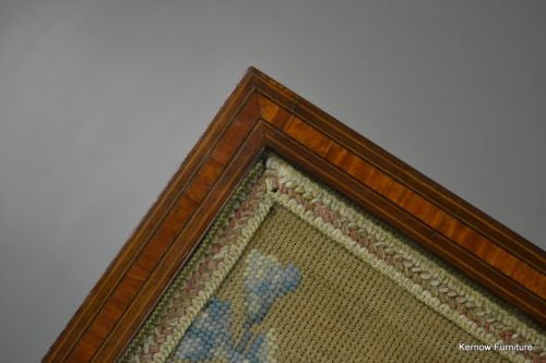 Antique Inlaid Mahogany Floral Fire Screen - Kernow Furniture