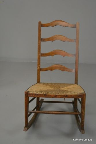 Rustic Country Ladderback Rush Rocking Chair - Kernow Furniture