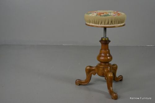 Antique Victorian Adjustable Music Stool - Kernow Furniture