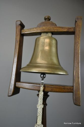 Large Bronze Ships Bell On Oak Stand - Kernow Furniture