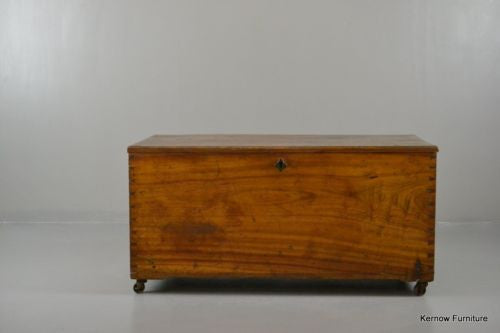 Antique Polished Camphor Wood Trunk - Kernow Furniture