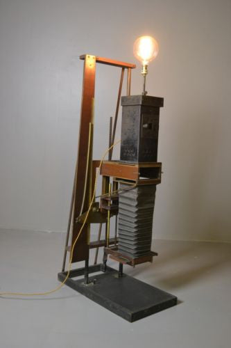 Unusual Antique Converted Camera Lamp - Kernow Furniture