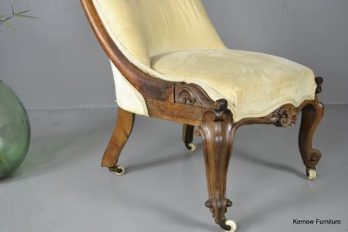 Antique Victorian Walnut Button Back Chair Armchair - Kernow Furniture