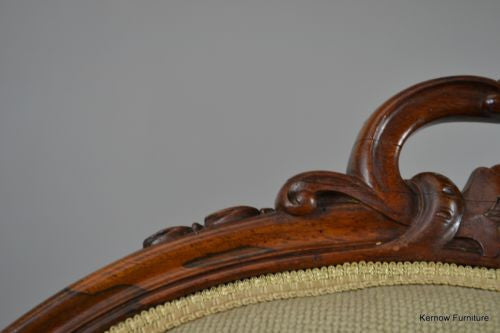 Antique Victorian Rosewood Floral Needlework Nursing Chair - Kernow Furniture