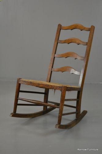 Rustic Country Ladderback Rush Rocking Chair - Kernow Furniture