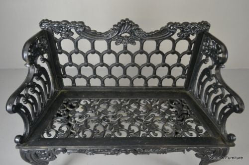 Pair White House Rose Garden Kramer Bros Style Cast Iron Benches - Kernow Furniture