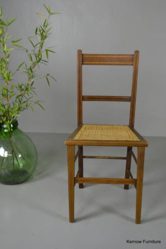 Antique Edwardian Cane Occasional Side Hall Chair - Kernow Furniture