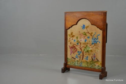 Mahogany Crewel Work Fire Screen - Kernow Furniture