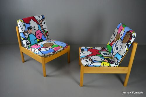 Pair Vintage Ercol Easy Chairs Armchairs - Kernow Furniture