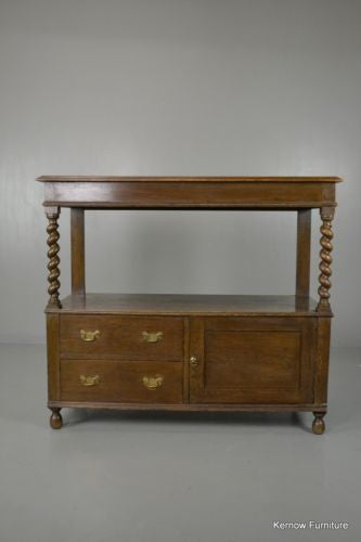 Antique Edwardian Oak Two Tier Buffet Server Sideboard - Kernow Furniture