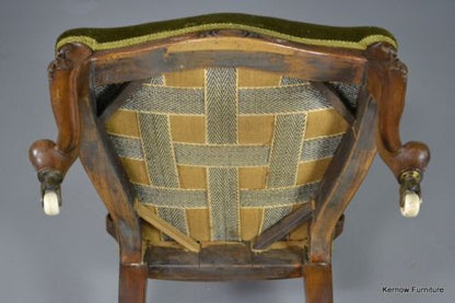 Antique Victorian Button Back Armchair Nursing Chair - Kernow Furniture