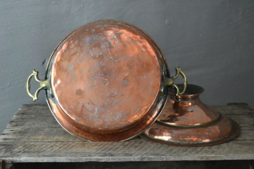 Decorative Antique Copper Pot & Lid - Kernow Furniture