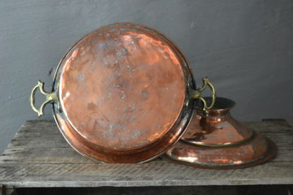 Decorative Antique Copper Pot & Lid - Kernow Furniture