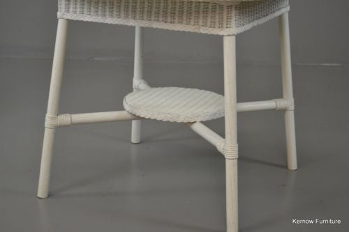 Vintage White Lloyd Loom Round Table Conservatory - Kernow Furniture