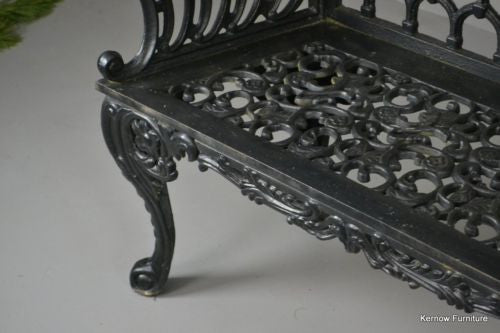 Pair White House Rose Garden Kramer Bros Style Cast Iron Benches - Kernow Furniture