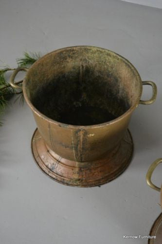 Pair Antique Copper Coal & Log Bins - Kernow Furniture