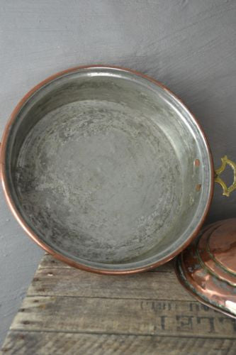 Large Antique Copper Pot & Lid (2) - Kernow Furniture