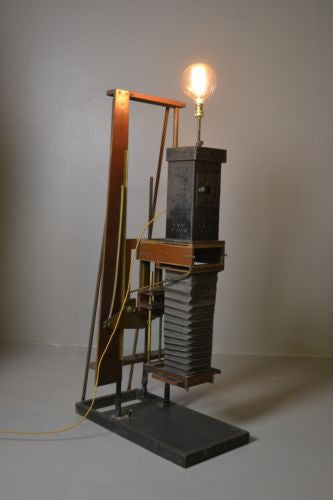 Unusual Antique Converted Camera Lamp - Kernow Furniture